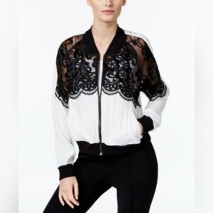 Elegant Black and White Lace Jacket